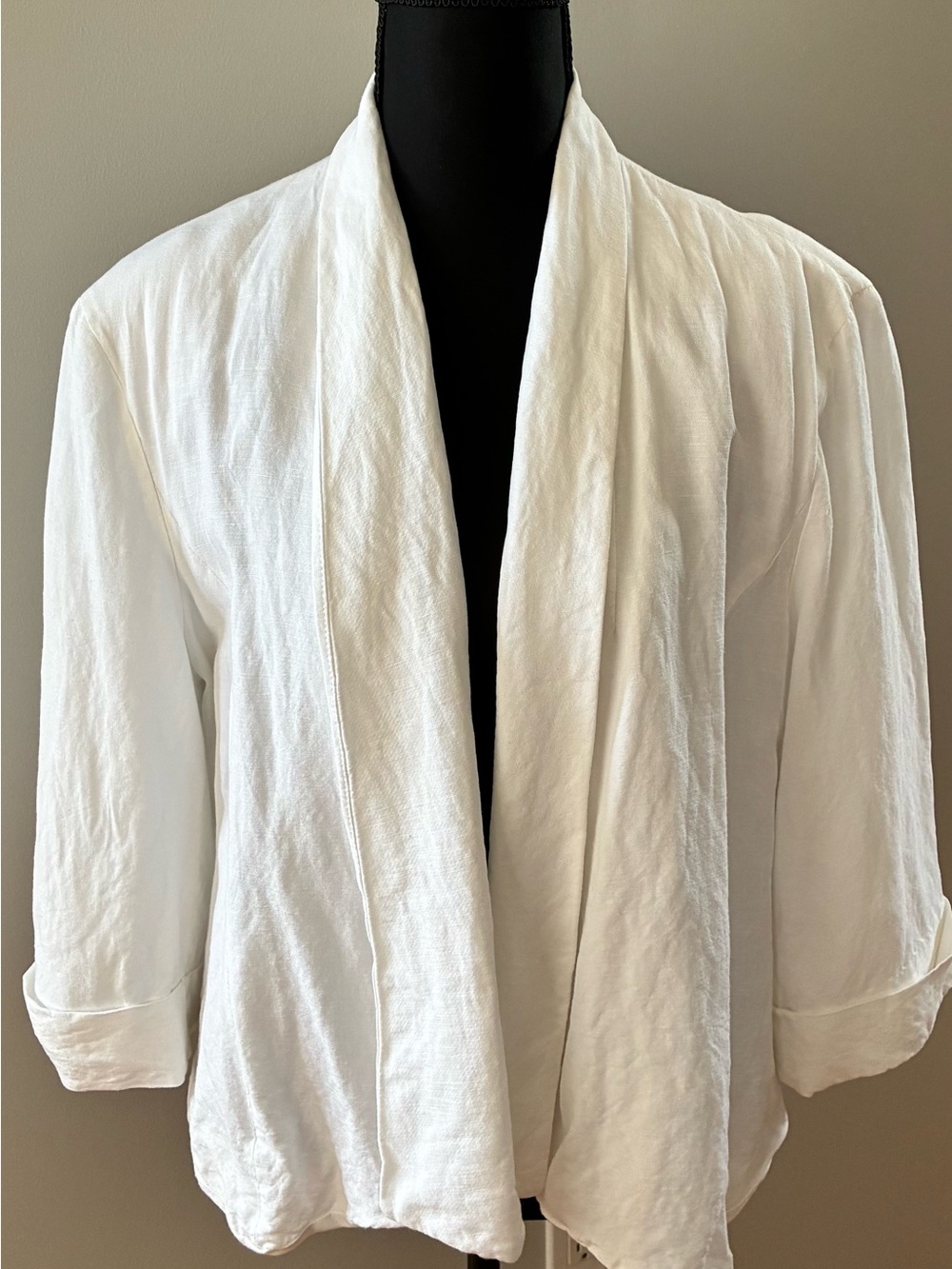 Jones Studio White Open-Front Draped Jacket